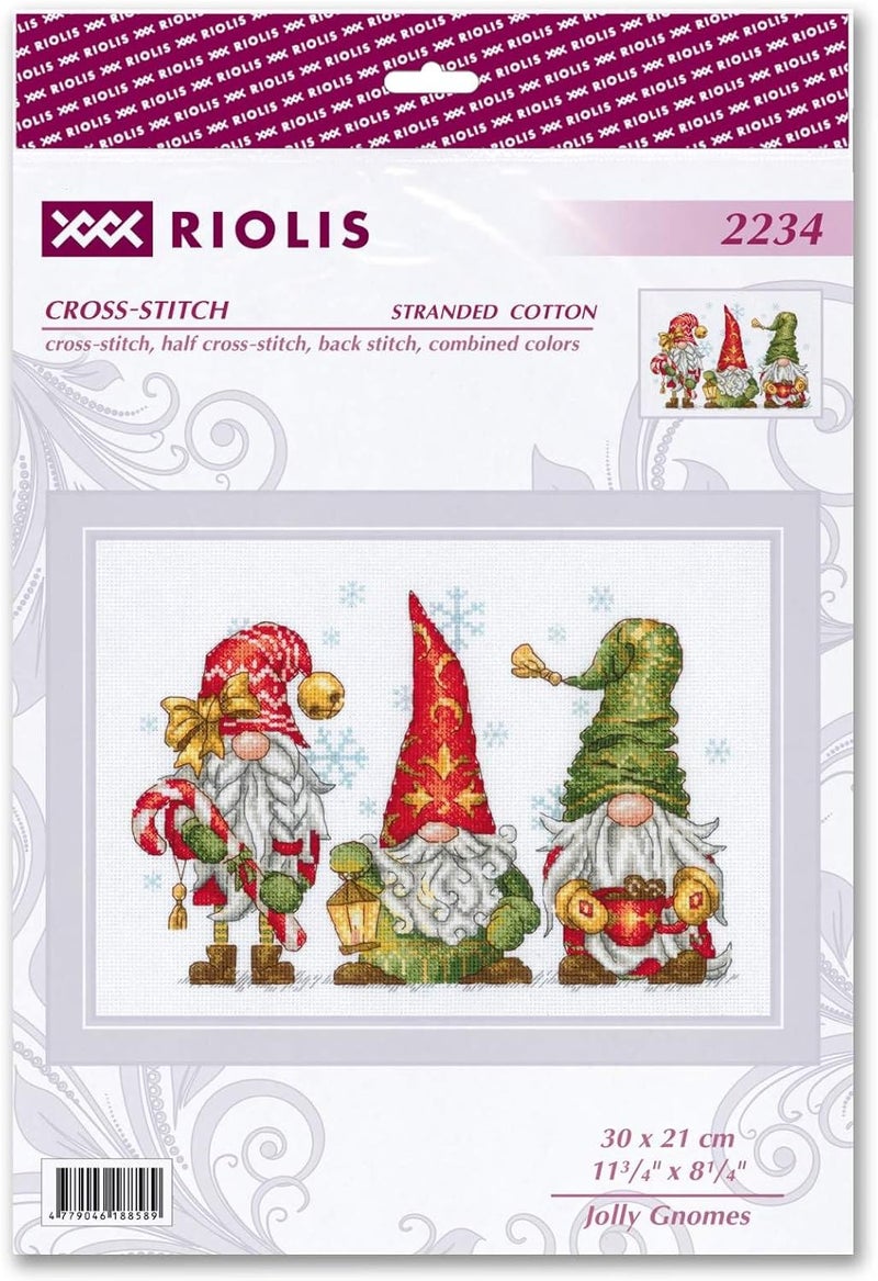 Riolis - Jolly Gnomes 2234, Christmas Cross Stitch Kits 11¾"x8¼, Cross Stitch Kits for Beginners & Advanced, Cross Stitching for Adults, Counted Kits, Embroidery Kit Christmas - Image 2